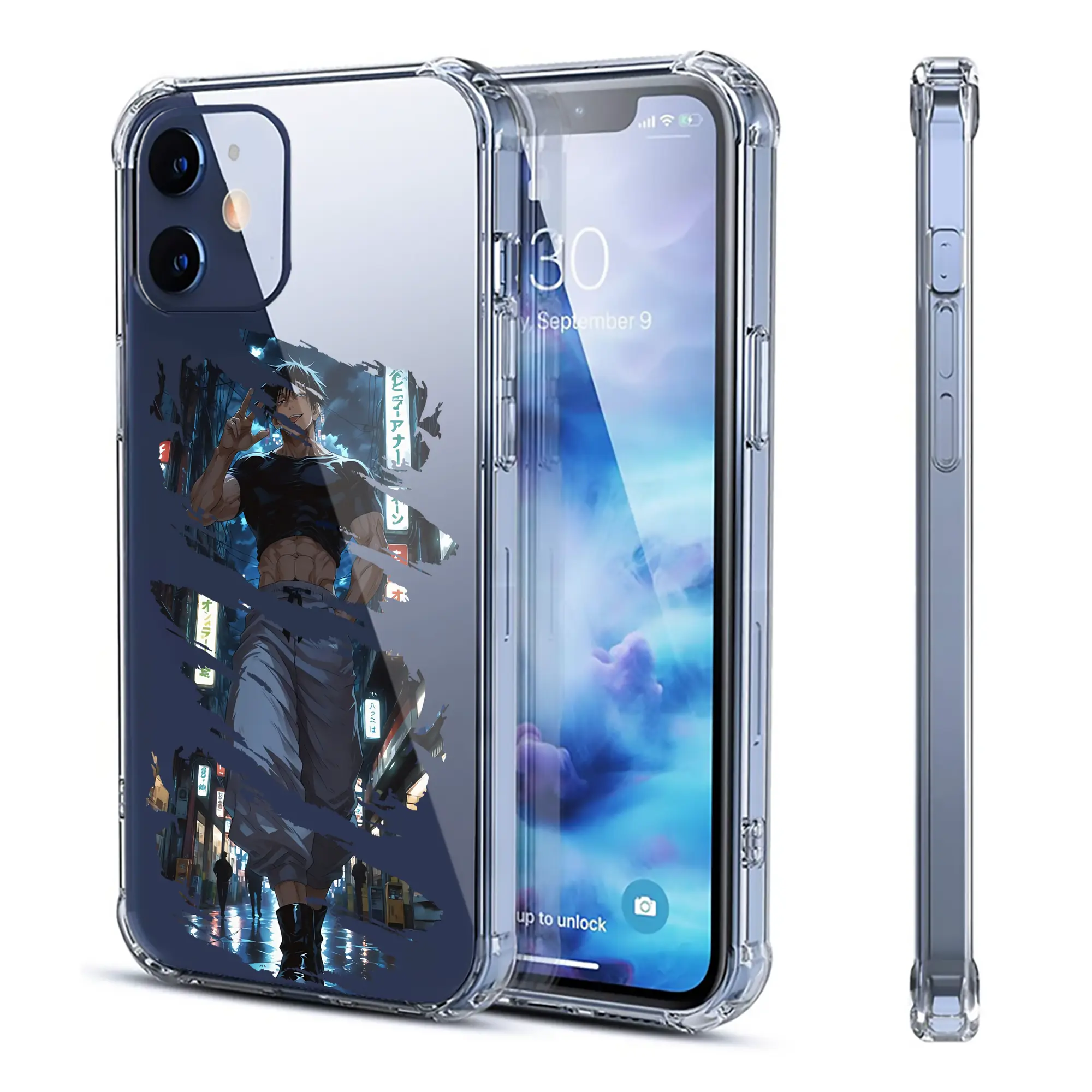 呪術廻戦 グッズ,伏黒 甚爾 - IPhone 12シリーズ対応 ・ 透明スマホケース ・ クリアソフトケース ・ TPU素材 ・ 耐衝撃 ・ 高密着 ・ 防汚 防指紋 ・ 簡単着脱